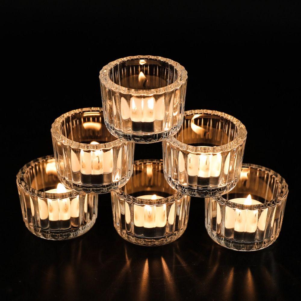Wedding Glass Clear Creative Tea Light Jars Candlestick Stand Candle Holder Candle Pillar