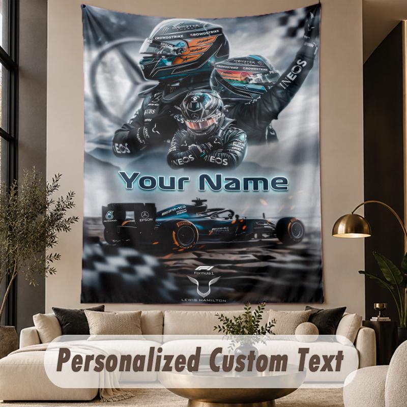Custom Text Tapestry Lewis Hamilton Print Wall Tapestry Indoor Living Room Wall Decor