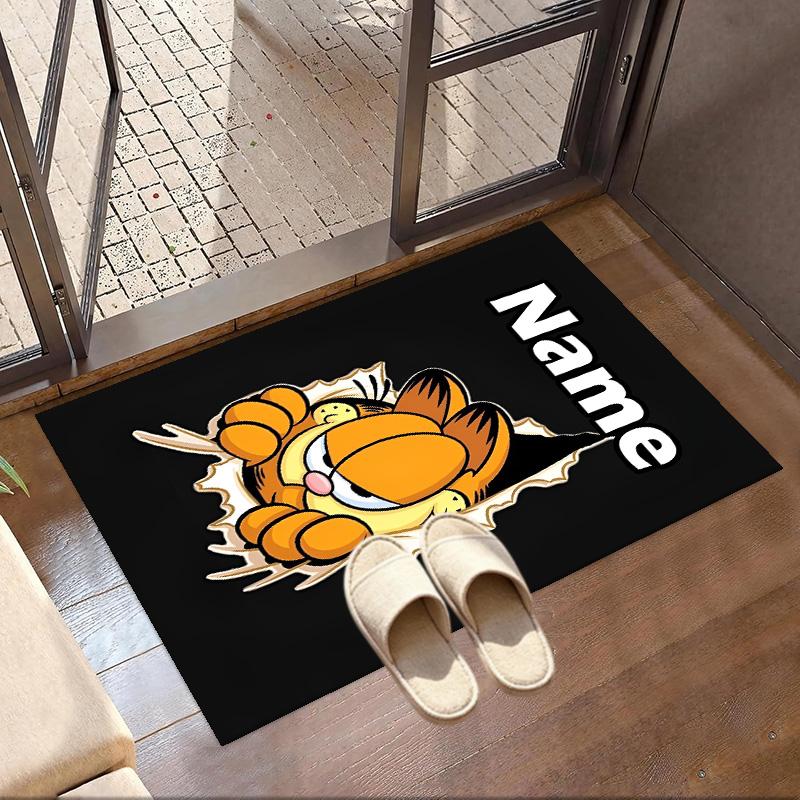 Custom Name Personalized Garfield Print Carpet, Versatile Home Decor Rug, for Playroom, Apartment, Balcony, Entryway, Hallway Gift