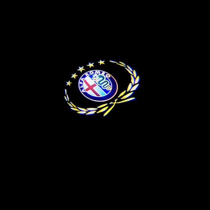 For Alfa Romeo 159 LED Car Door Welcome Light Logo Projector for Alfa Romeo 147 156 Giulietta Giulia Mito Stelvio Brera Spider