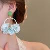 Round Hollow Mesh Flower Earrings Sweet Drop Earrings Elegant Exaggerated Earrings  Women