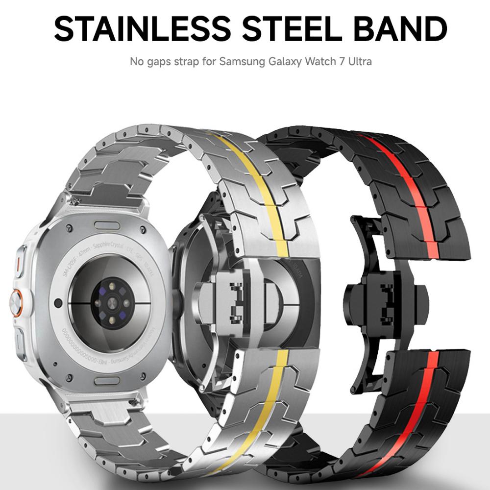 Ремешок цвета ультратитана для Samsung Galaxy Watch 7 Ultra 47 мм, ремешок без зазоров, изогнутый конец, металлический браслет для GALAXY 7 47 47 мм, ремешок Correa