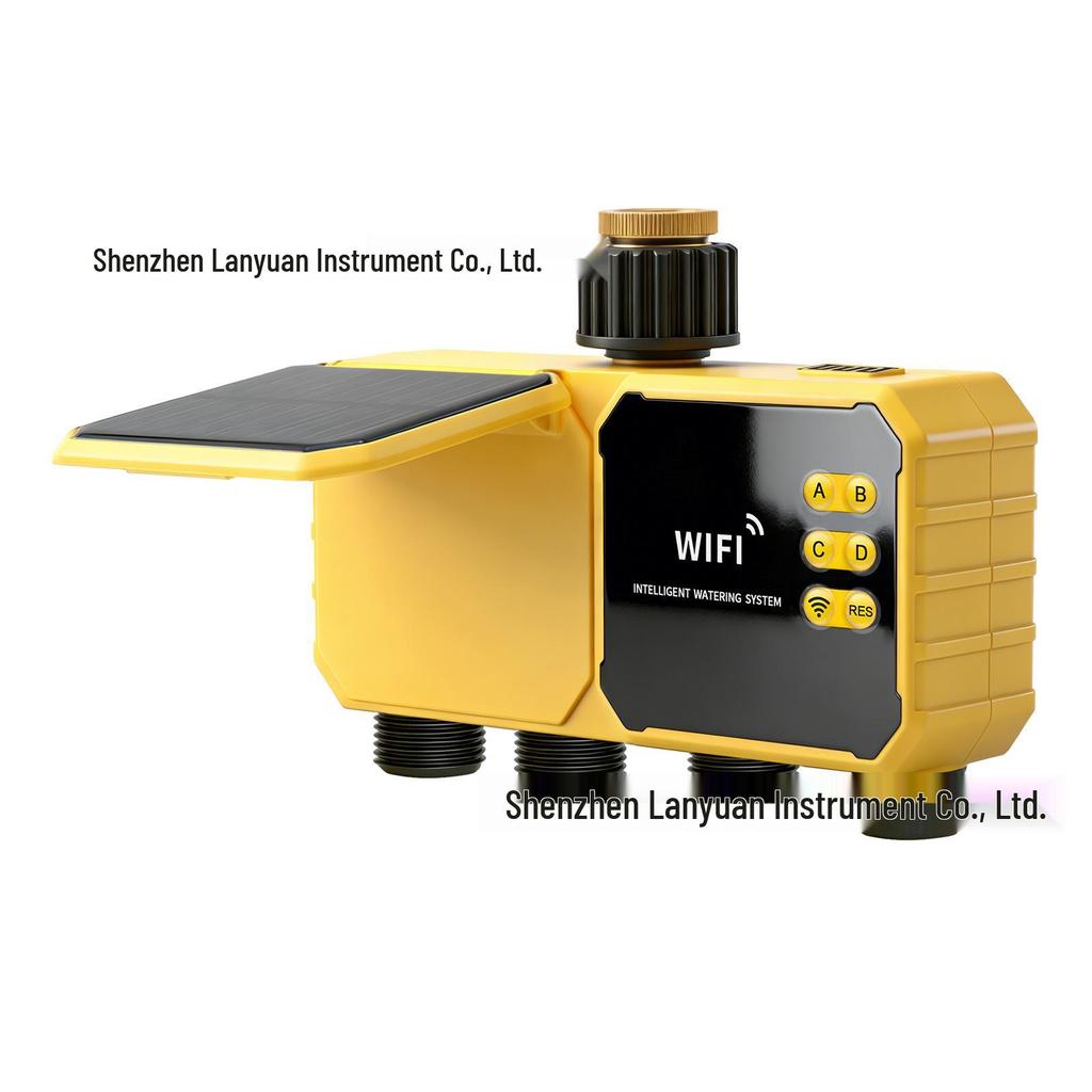 Умный WiFi-клапан для полива с питанием от солнечной энергии Graffiti для автоматического четырехстороннего полива и удаленного таймера полива цветов