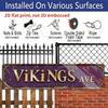 2D Flat 1pc, 15.7×3.94inch Vintage Viking Avenue Sign, Aluminum Decorative Sign, Country-Themed Wall Decoration Featuring Golden and Purple Text