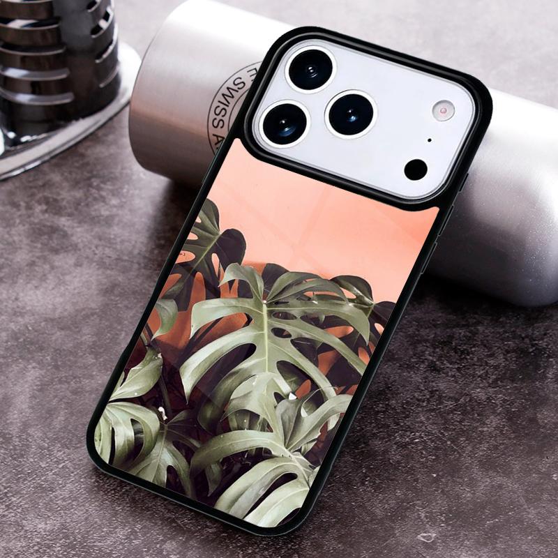 Monstera Flower Tropical Green Leaves Phone Case for iPhone 17 16 15 Pro Max Air 14 13 12 11 Plus Shockproof Capa Cover