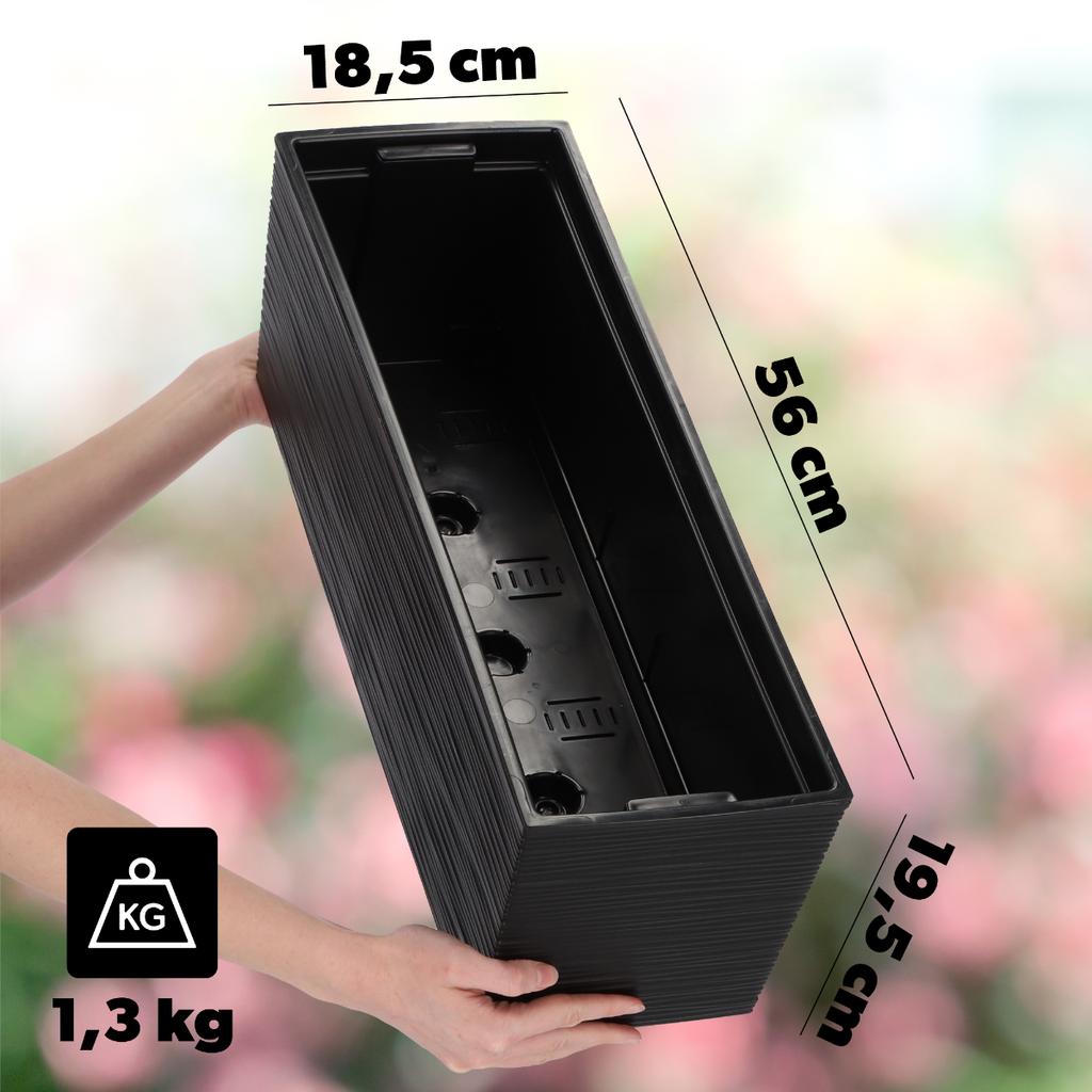 KADAX Doniczka Skrzynka Balkonowa + Wkład 19x56cm 