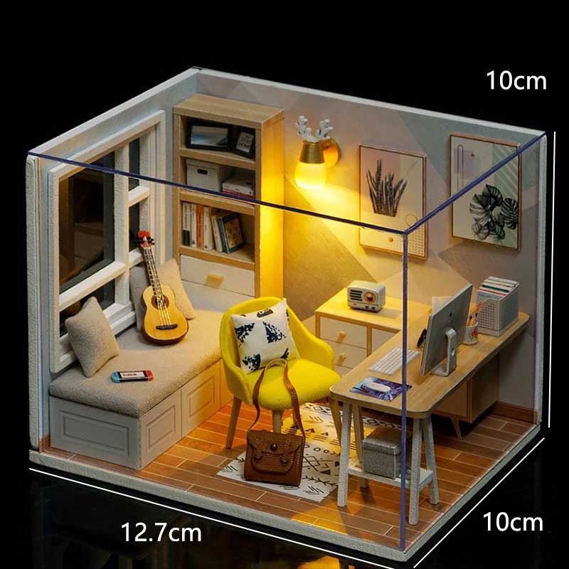 Кукольный домик Набор 3D Деревянный Мини Кукольный домик Сборка Здание с Набором Мебели Игрушки Детский Подарок на День рождения 3D Пазл Ручная работа