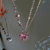 Crystal Heart Necklace Fashion Korean Wave Shiny Clavicle Chain Necklace Women Trending Party Gifts