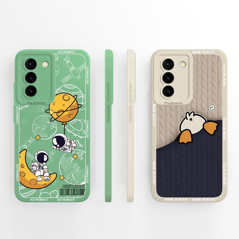 For Samsung S21 FE Plus Ultra Phone Case Aesthetic Soft Liquid Silicone Back Cover For Galaxy S 21 Full Protection Funda Bumper