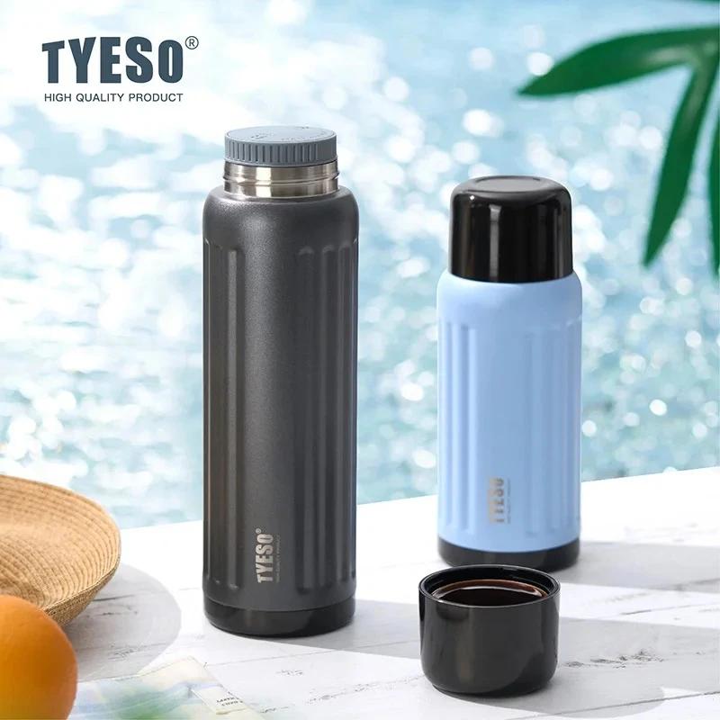 Tyeso 500ml Stainless Steel Vacuum Flask Leakproof Insulated Water Bottle for Hot Cold Drinks BPA Free Easy-Grip Travel Mug
