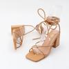 2024 Сандалии с перекрестными ремешками Женские сандалии на квадратном каблуке со шнуровкой Сексуальные летние гладиаторские сандалии с ремешком на щиколотке для женщин Сандалии на толстом каблуке