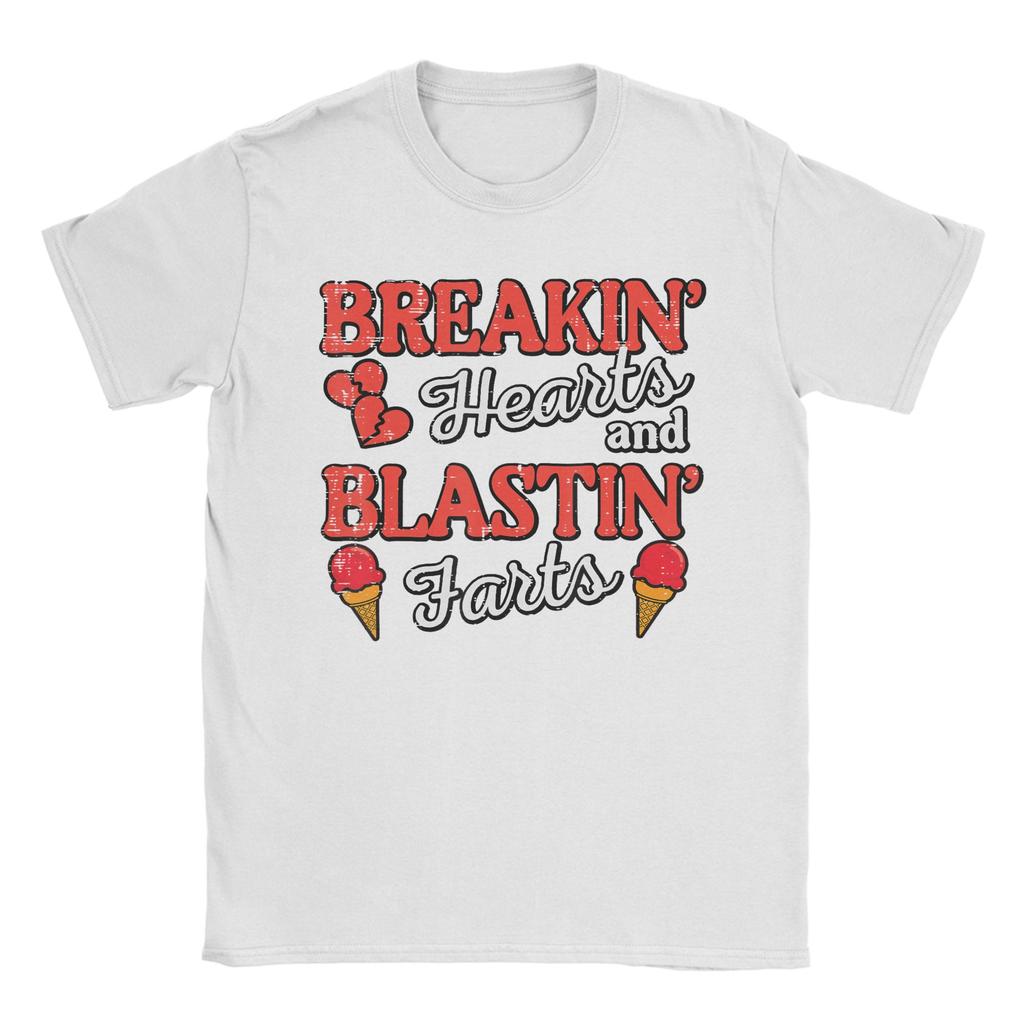 Valentines Day Breakin Hearts Blastin Farts Unisexs T Shirts Vintage Tees Short Sleeve O Neck TShirts Pure Cotton Classic Tops