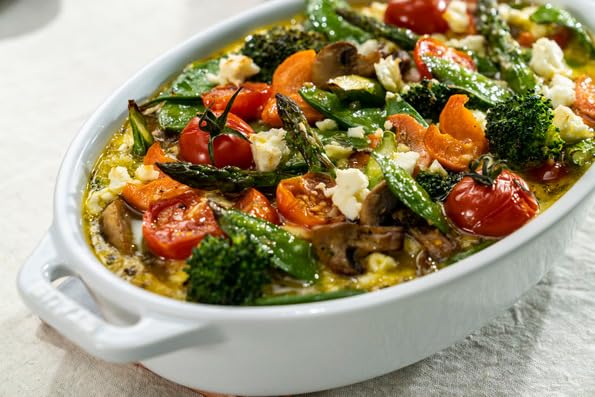 Staub Dish White Ceramic Gratin Dish Oven Microwave Safe Japanese Dish "Oval 23cm" [Authorized Product] 40508-603