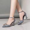 Fashion Women's Shoes 2024 Brand Buckle Strap Women's High Heels Fashion Crystal Dress Pumps Women Hot Sale Plus Size Heels Womenzapatos