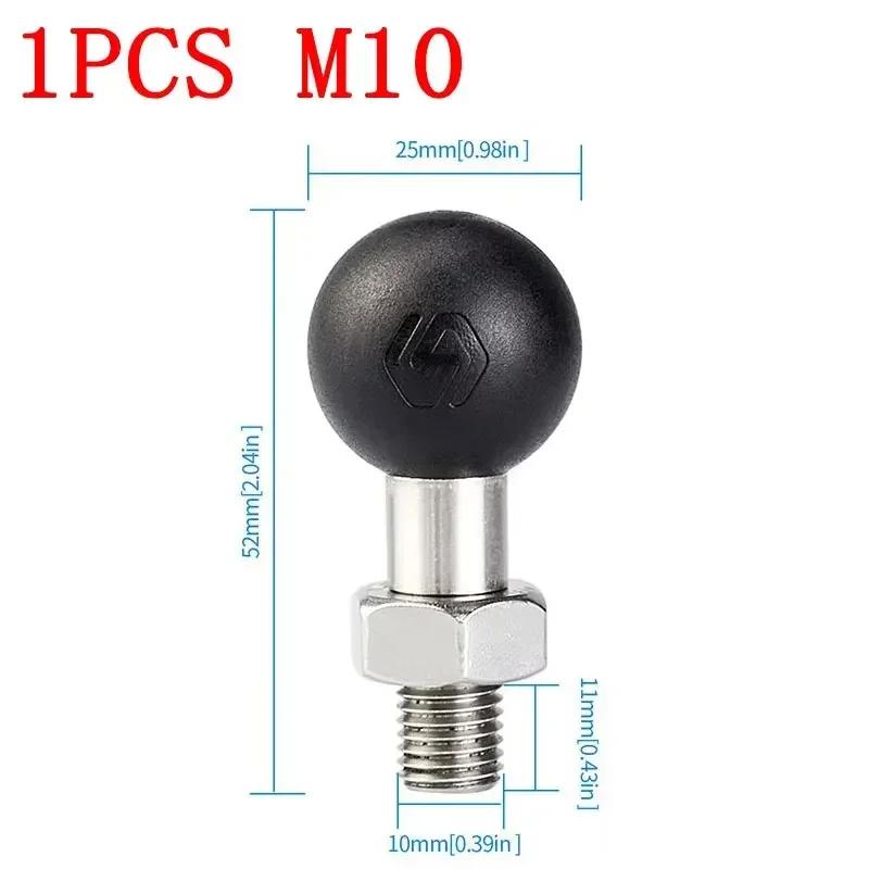 Motorcycle Handlebar Rail Mount M8 M10 Ball Mount Base Adapter 25mm Ball Head Screw On Mount for Action Camera Phone Holder