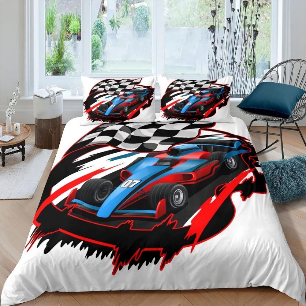 Комплект постельного белья с рисунком спортивной машины в 3D, мотоцикл, автомобиль, напечатанный на пуху, пододеяльник, наволочка, односпальная двуспальная кровать, украшение для дома, молодежный подарок