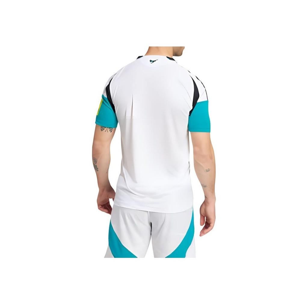 Adidas Newcastle United FC 24/25 Third Slim Fit Comfortable Ribbed Polo Letter Print Short Sleeve Retro Football Shirt Men Tops White Green JJ4460