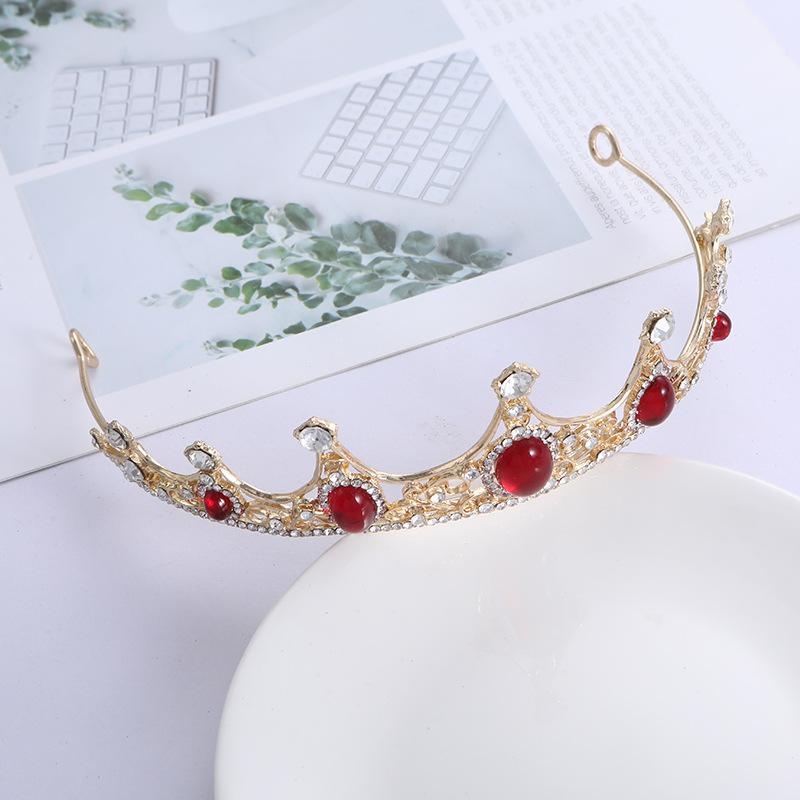 Bridal Tiara Retro Baroque Crown Red Rhinestone Crown Headband Crown Headband Headband Wedding