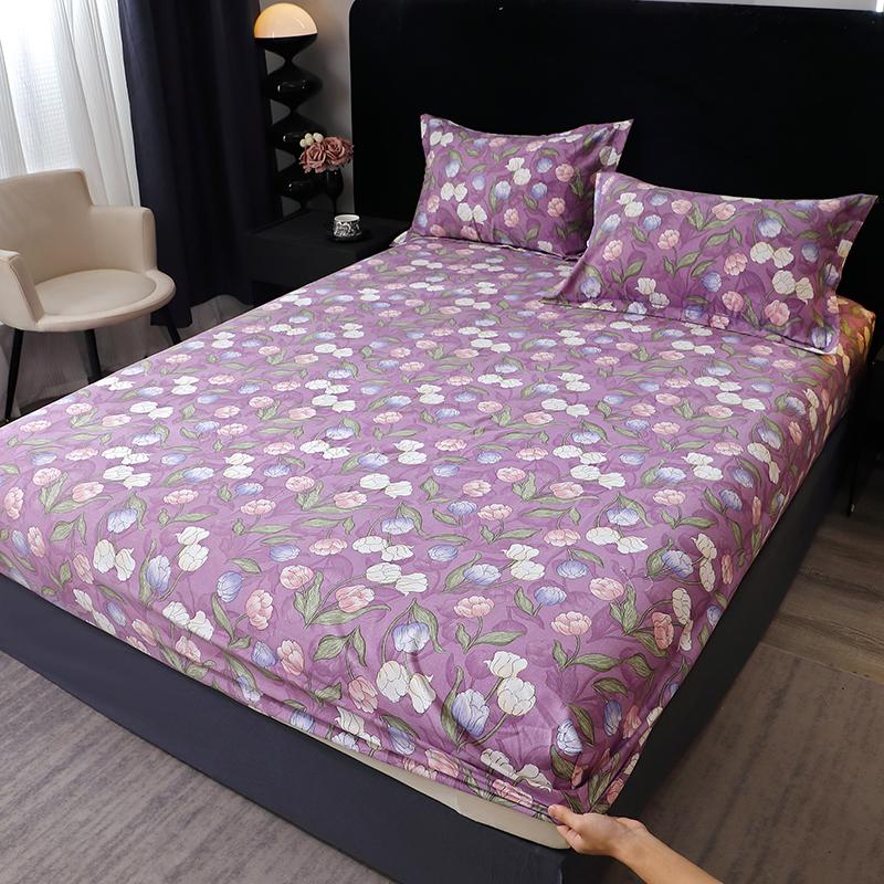 Pure Cotton Fitted Bed Sheets Geometric Bedsheet Non-slip Bed Cover Skin-friendly Bed Linen Couvre Lit (Pillowcase Need Order)