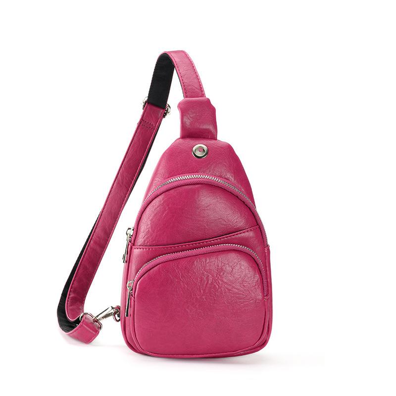 Chest Bag Female Sports Multifunctional Small Backpack Casual Simple Lightweight Retro Male Bag Slanting Shoulder Bag PU Soft Leather Mobile Phone Bag