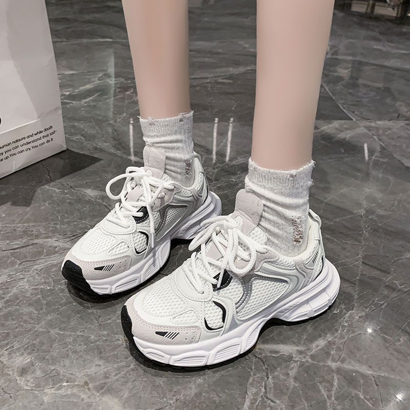 Женские кроссовки на массивной подошве, новая весенняя женская обувь, универсальные взрывные белые кроссовки, повседневные женские кроссовки 2025