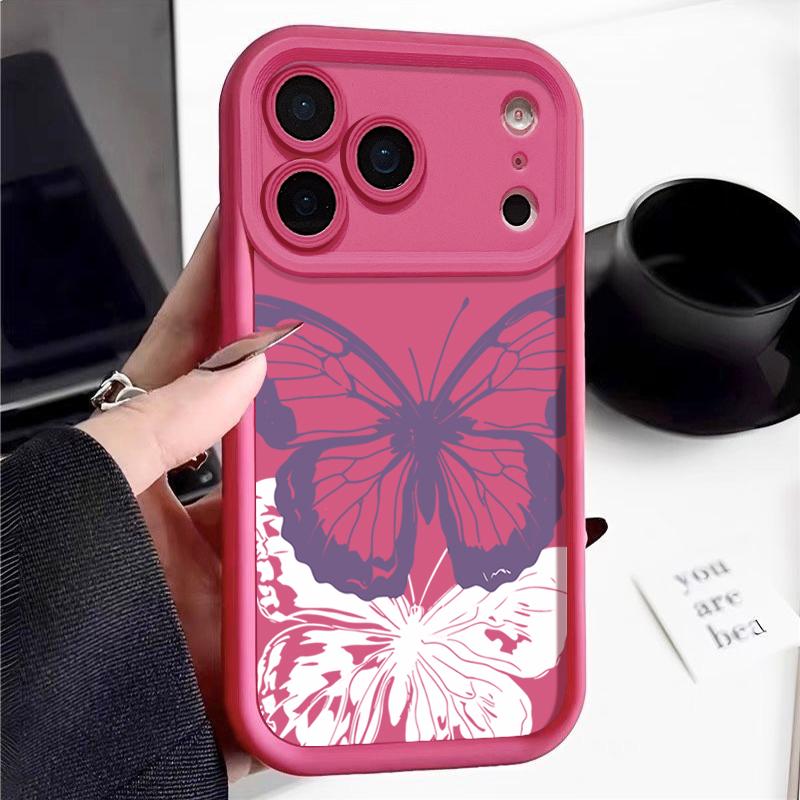 Красочный чехол-бампер из мягкого ТПУ с бабочкой для iPhone Air 16e 17 16 15 14 Pro Max 13 12 Pro 15 16 14 Plus Противоударный силиконовый чехол