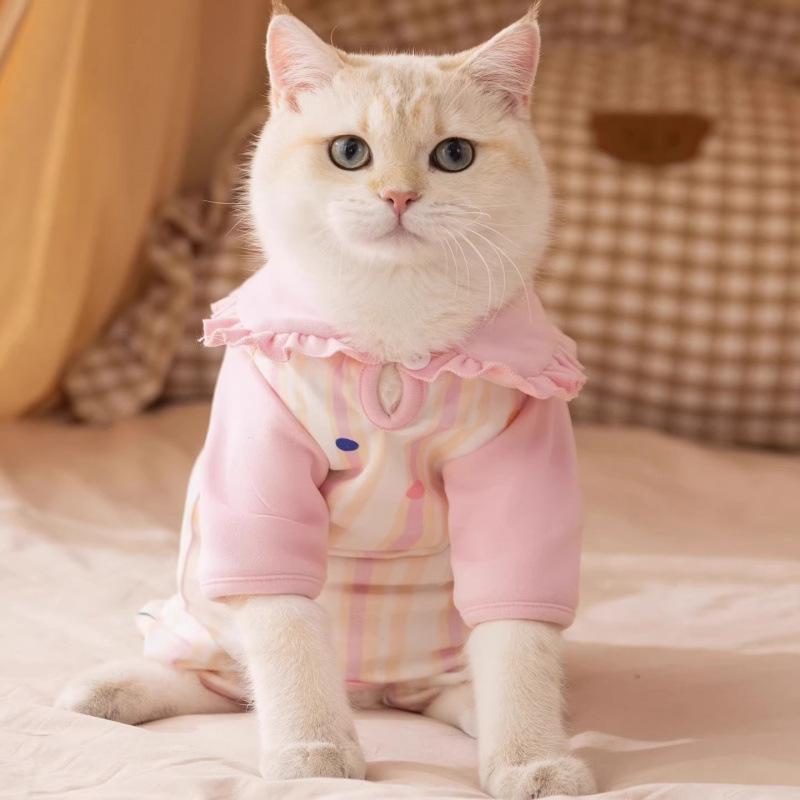 Pet loungewear into kitten four-legged clothing Muppet blue cat small puppy dog cat clothing four-legged belly coat
