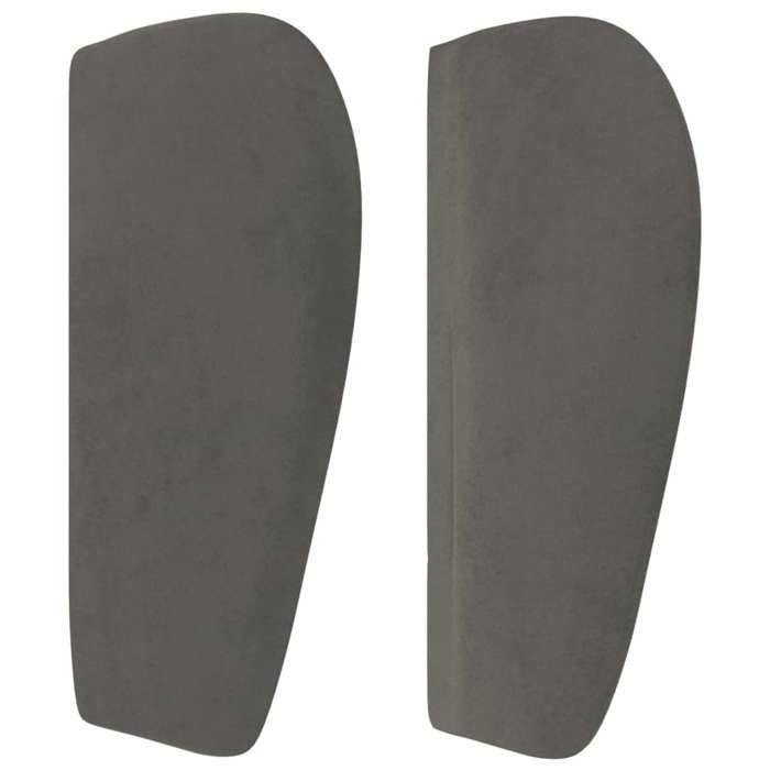 Tête de lit - avec oreilles - Velours doux - Gris foncé - Hauteur réglable
