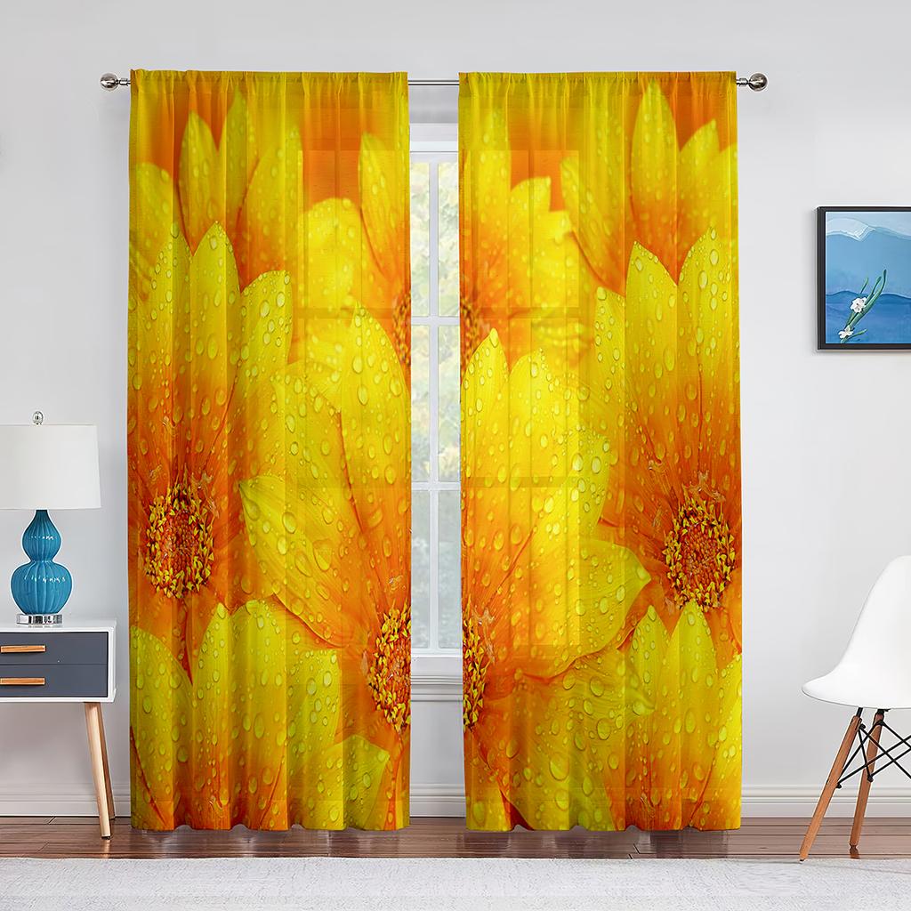 Весенние цветущие фиолетовые цветы, прозрачная вуаль, шторы для кухни, гостиной, спальни, современный декор, тюлевая занавеска, обработка окна