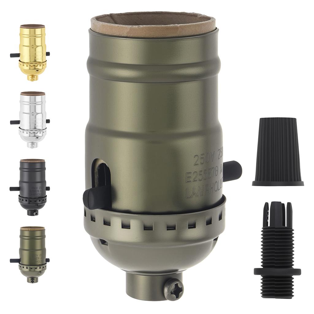 Винтажный патрон для лампы E26 E27 с проходным выключателем, замена патрона для лампы, сверхпрочный, антикварное освещение, ретро, простая установка