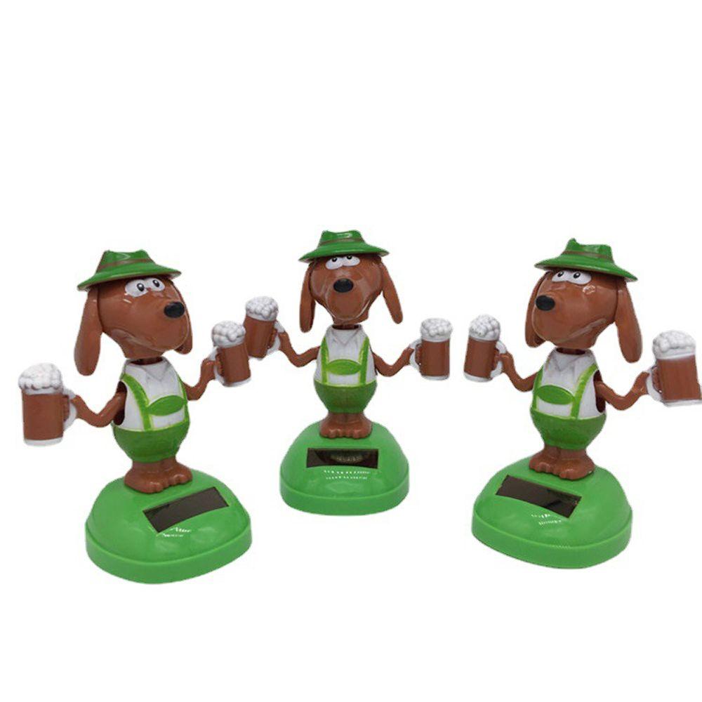 Kids Toys Dashboard Shaking Head Dolls Bobble Head Doll Solar Power Beer Dog Solar Swing Dog