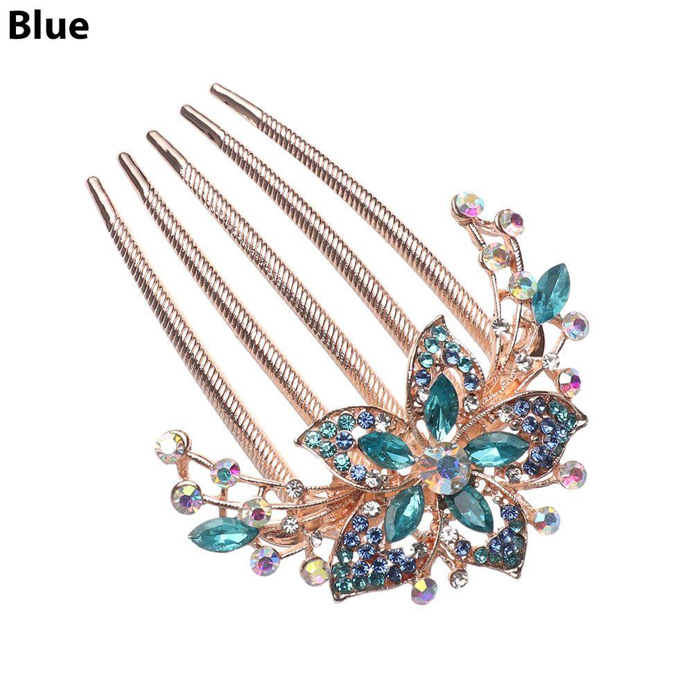 Женские аксессуары для волос Элегантная заколка Гребень для волос Инкрустированный цветок Блестящий страз