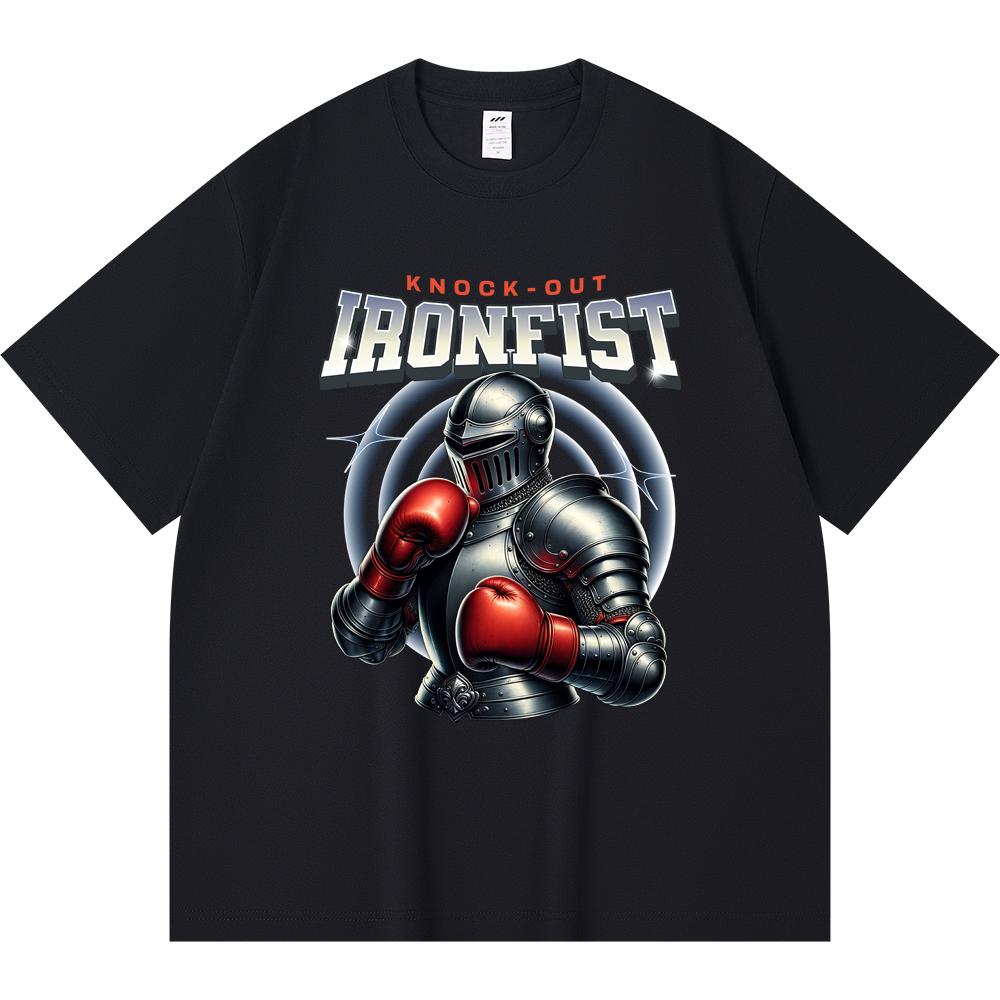 Футболка из 100% хлопка плотностью 230 г/м2 с принтом Ironfist, забавная футболка из чесаного хлопка в стиле Харадзюку