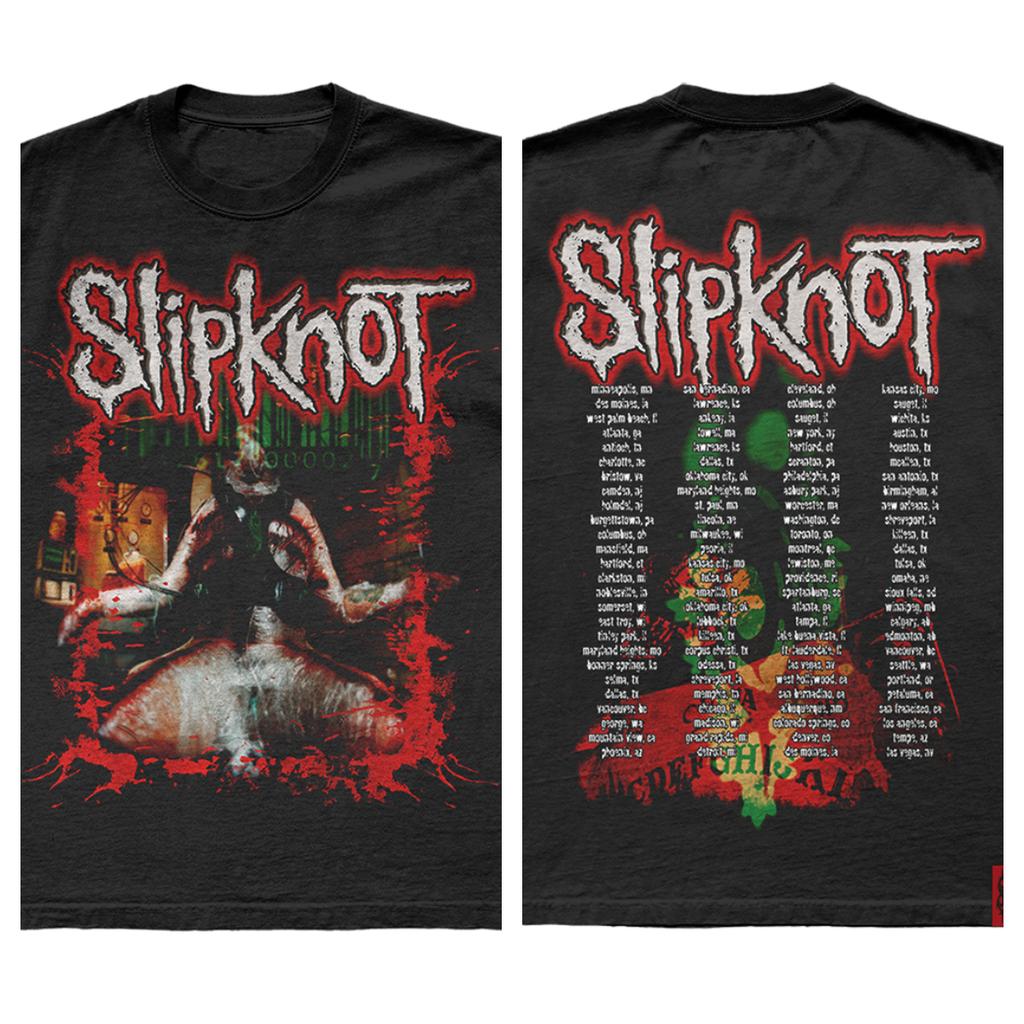 Slipknot Iowa Album Vintage Band Photo Double-Sided T-Shirt, Unisex Nu-Metal Fan Streetwear Tee, 100% Cotton Casual Short Sleeve Top