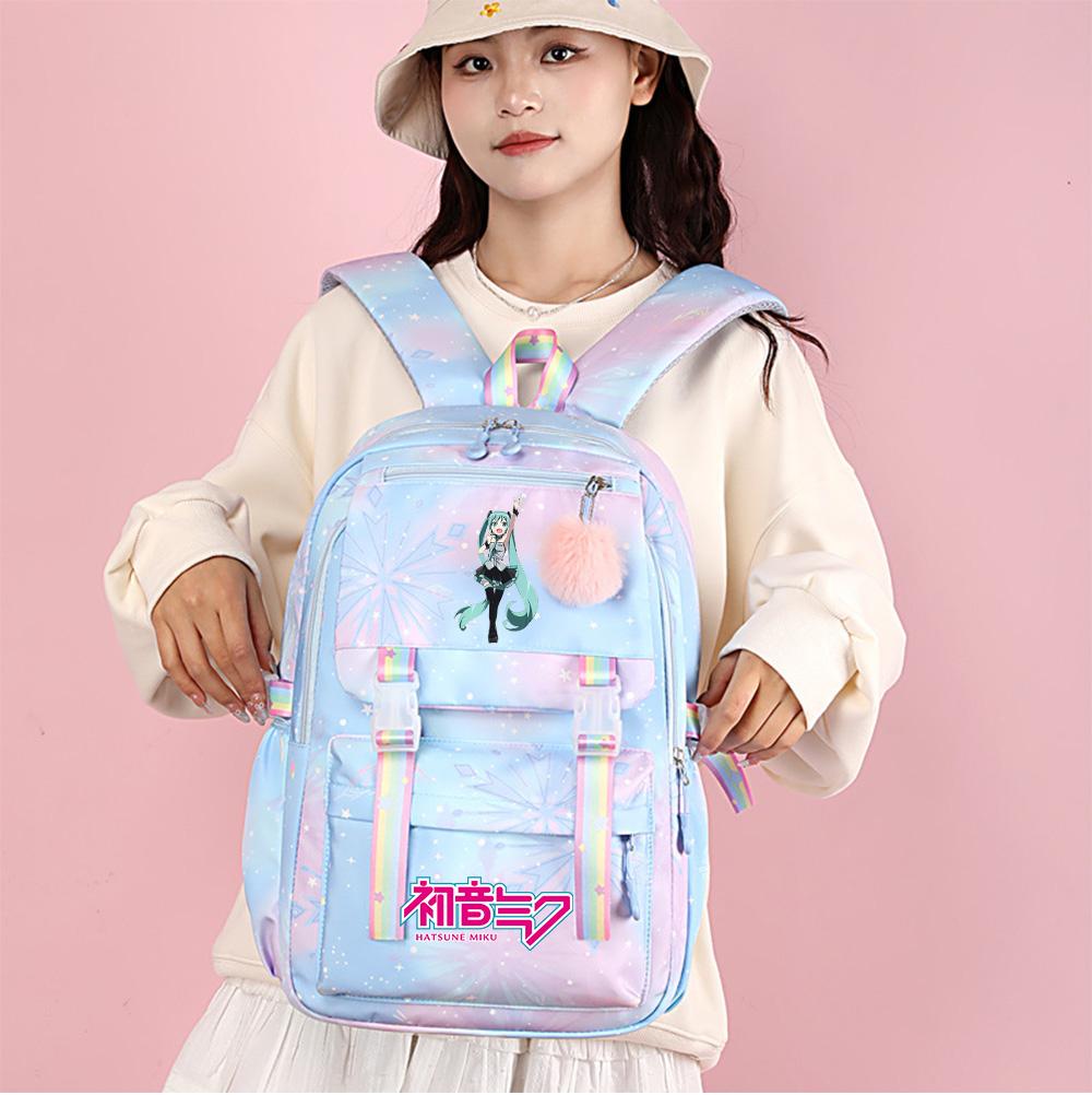 Аниме Аниме Хацунэ Мику С принтом Большой вместимости Водонепроницаемый рюкзак Подросток Студент Девочка Мальчик Школьная сумка Сумка для книг Дорожная сумка