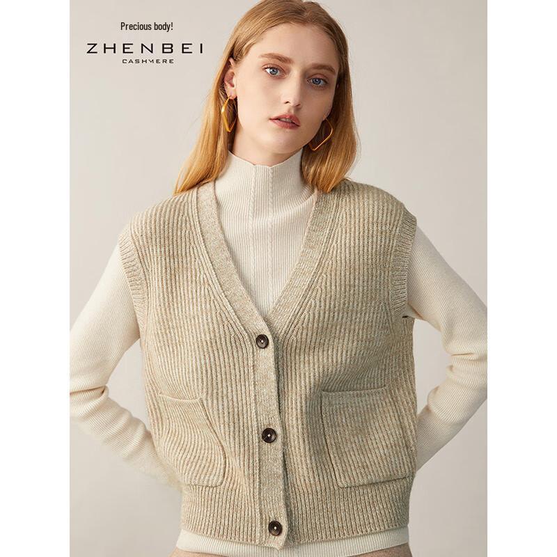 Zhenbei Women's V-Neck Cashmere Vest