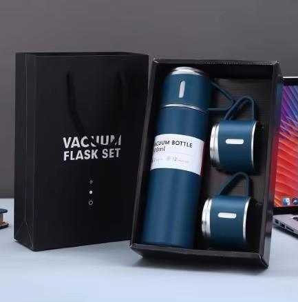 304 Stainless Steel Thermos Gift Set with 3 Interchangeable Lids & Handle,Keeps Hot & Cold,Portable Travel Cup for Men & Women