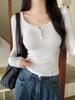 Korea Chic U-collar Base Bottom T-shirt Women Casual Long Sleeves Sweet Slim Tees Harajuku Solid Elegant Clothing Winter Winter