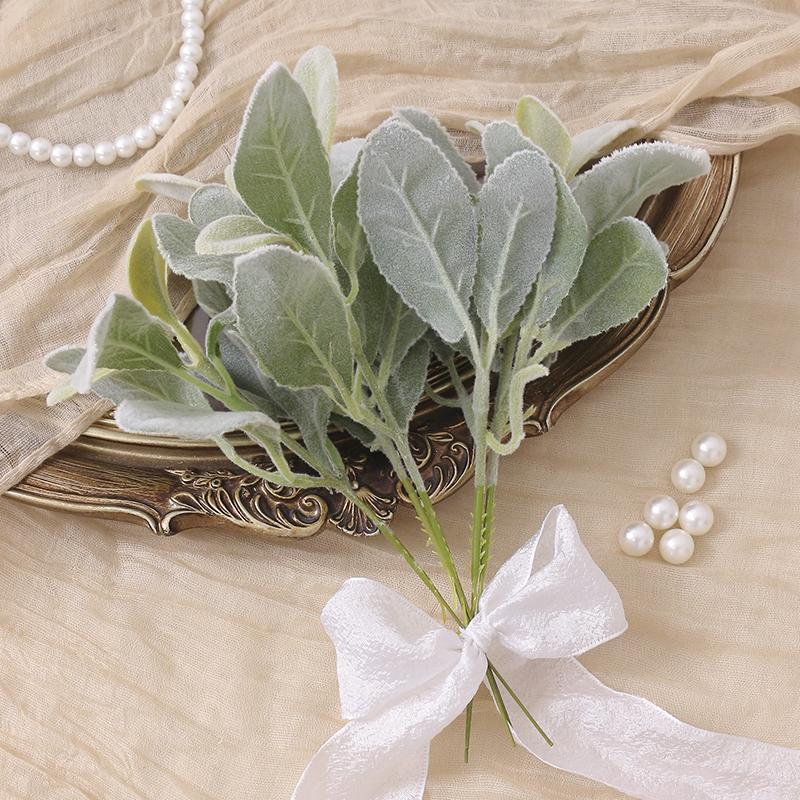 5/10Pcs Artificial Snowflake Velvet Green Leaves For Christmas Tree Wreaths Table Wedding Decor Winter Holidays Home Room Decor