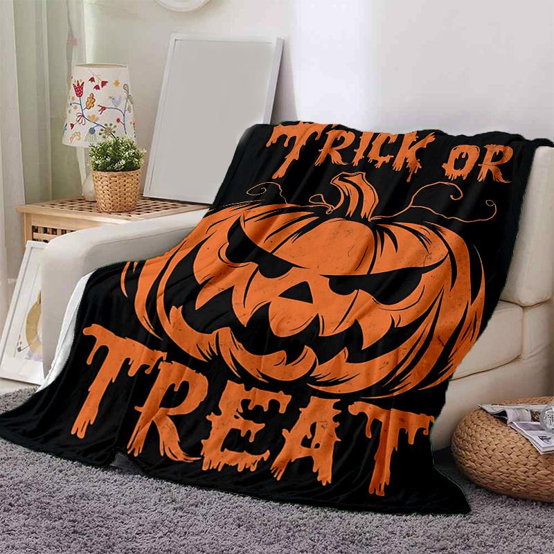 1pc Halloween Trick or Treat Blanket Soft and Warm Home Decorative for All Seasons, Living Room, Travel, Camping, Car Blankets