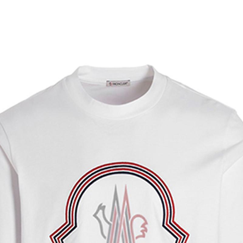 Moncler Мужская футболка с длинным рукавом и круглым вырезом, пуловер с геометрическим узором, мужские топы, белый 8D000058390T001