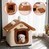 Pet Cat House Warm Plush Space-Saving Winter Cat House Sleep Nest For Bedroom Garage Living Room Windowsill Balcony Playing