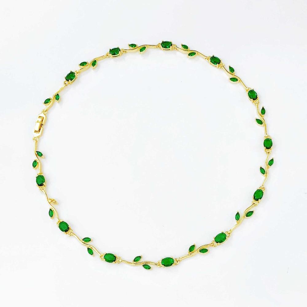 Multicolour Rose Flower Necklace Light Luxury Crystal Leaf Necklace Zircon Necklace  Women Girls