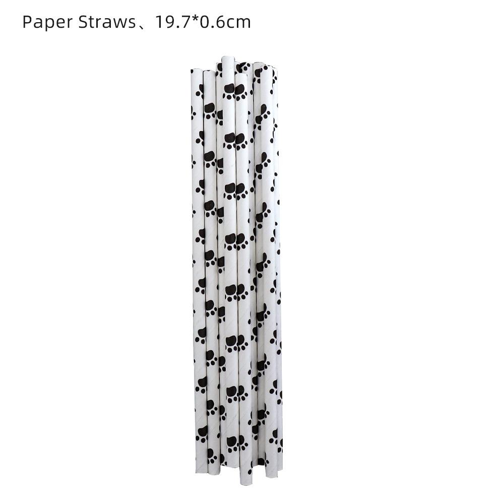 Foreign Trade Black Dog Paw Party Supplies Birthday Disposable Knives, Forks And Spoons Tableware Paper Towels Paper Cups Dinner Plate Pennant