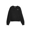 Logo Print Sports Casual Crew Neck Sweatshirt Women Sweatshirt Black 679598-01