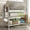 3 Tier Metal Kitchen Shelf Organizer Dish Drying Rack Over Sink Drain Rack Kitchen Storage Countertop Utensils Holder Heavy Duty