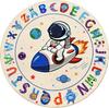 ABC Kids Alphabet Round Rug Washable Soft  Nursery Rug,Non-Slip Educational Carpet with Space Astronaut Design for Classroom