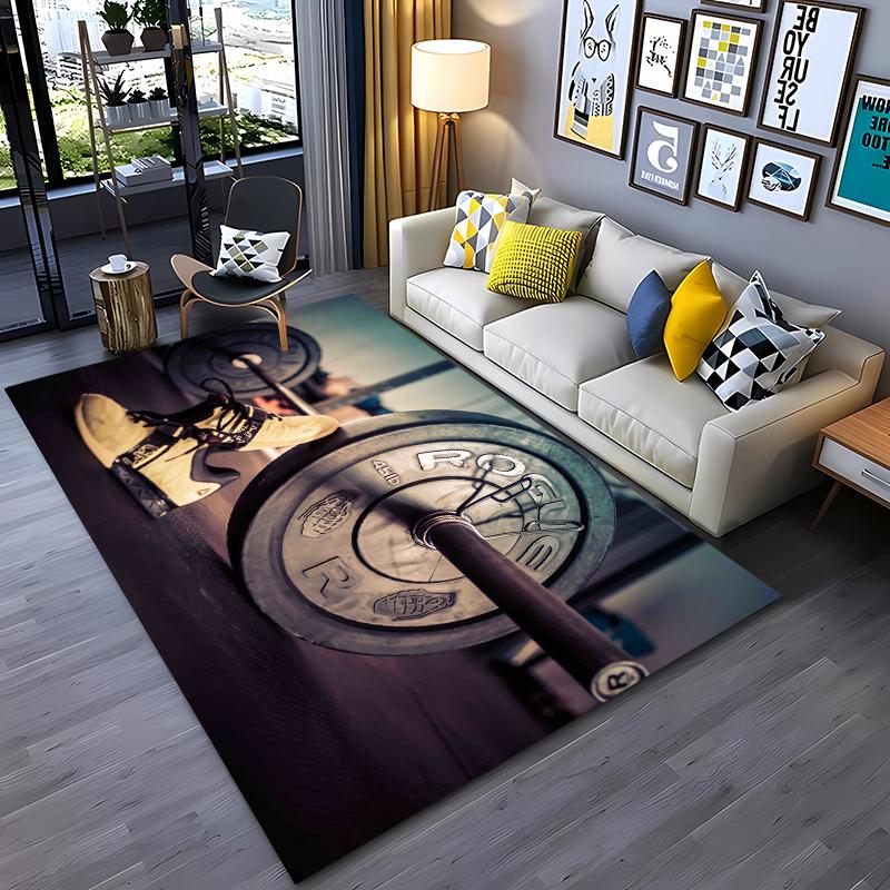 Ковры с 3D-печатью на тему GYM для дома, гостиной, детской спальни, дивана, придверный коврик, кухонные напольные коврики, противоскользящий декор