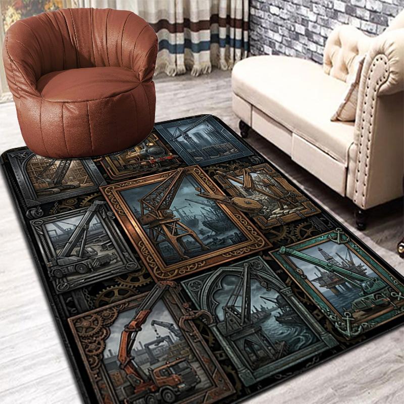 Industrial Machinery Dreams Pattern Rug Floor Mat for Living Room or Bedroom Soft and Comfortable Carpet a Gift for Birthday and Holiday.