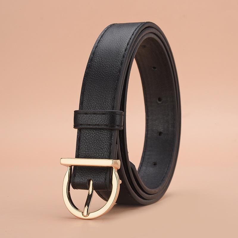 Stylish Retro Gold Pin Buckle Women'S Belt Personalized Simple Decorative Suit Jeans Dress Belt Women'S